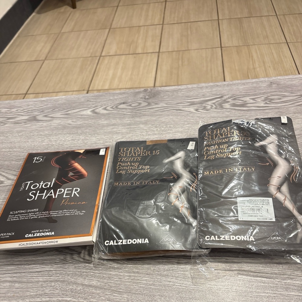Calzedonia Total Shaper Tights 3-Pair Bundle Size M 2-Nero / 1-Elisor